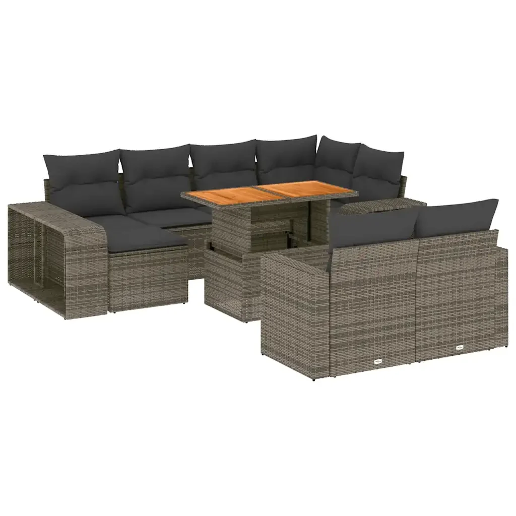 Set Divani da Giardino 11 pz con Cuscini in Polyrattan Grigio 3274593 - Image 2