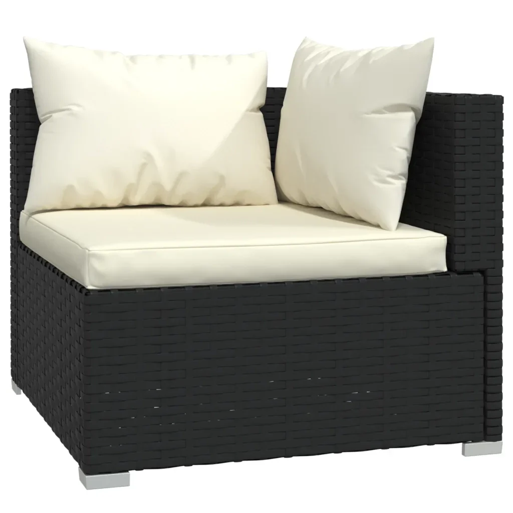 Set Divani da Giardino 11 pz con Cuscini in Polyrattan Nero - Image 3