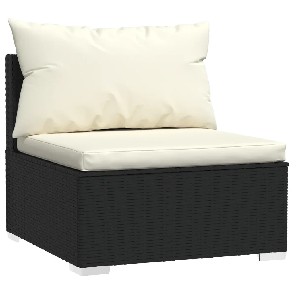Set Divani da Giardino 11 pz con Cuscini in Polyrattan Nero - Image 4