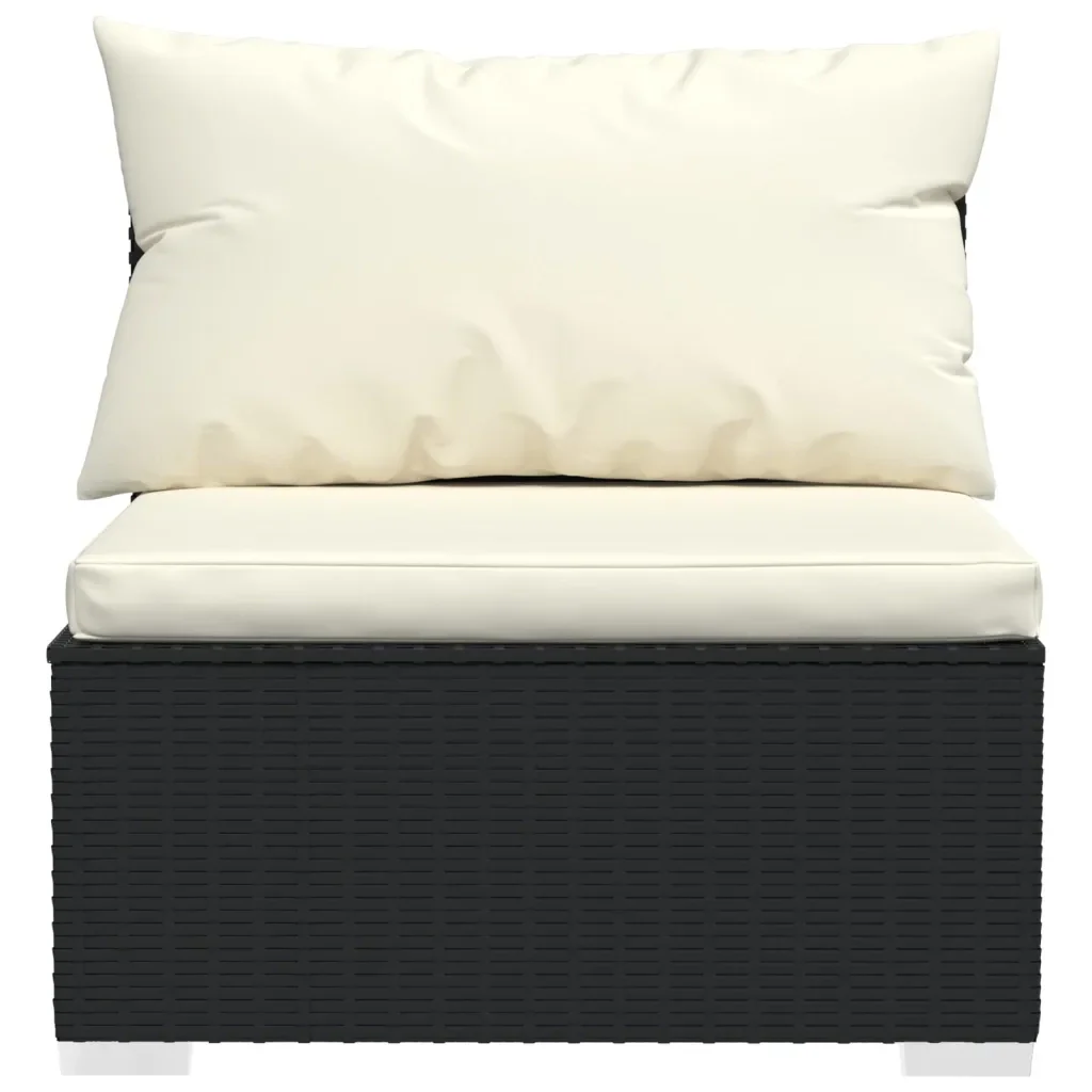 Set Divani da Giardino 11 pz con Cuscini in Polyrattan Nero - Image 5