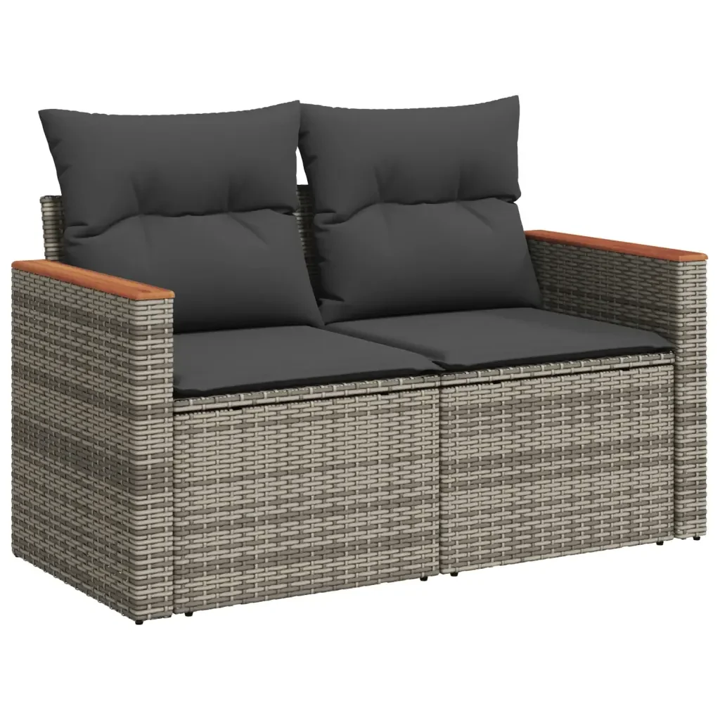 Set Divani da Giardino 12 pz con Cuscini Grigio in Polyrattan 3226473 - Image 5