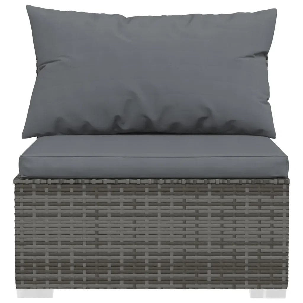 Set Divani da Giardino 12 pz con Cuscini in Polyrattan Grigio 3102093 - Image 6