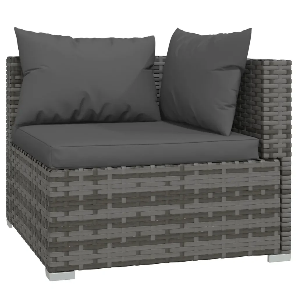 Set Divani da Giardino 12 pz con Cuscini in Polyrattan Grigio 3102821 - Image 3