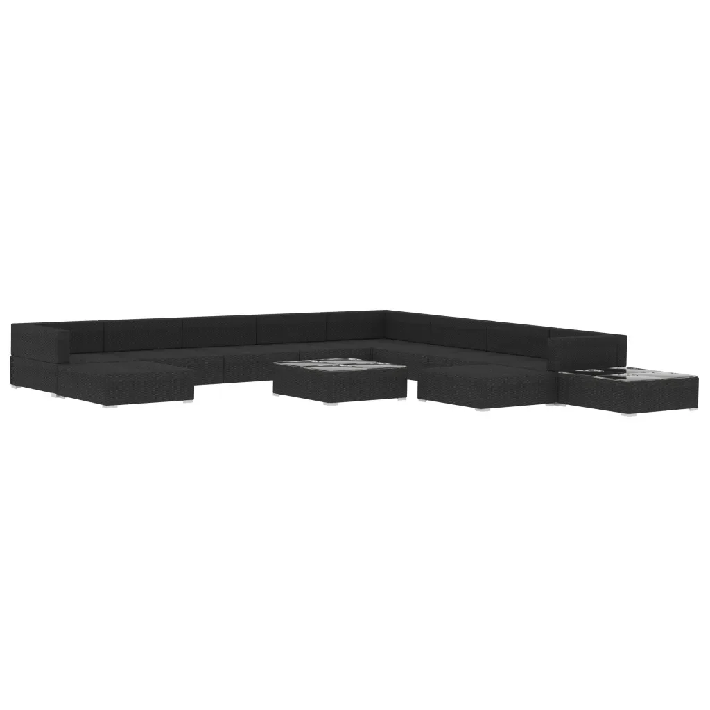 Set Divani da Giardino 12 pz con Cuscini in Polyrattan Nero 46764 - Image 3