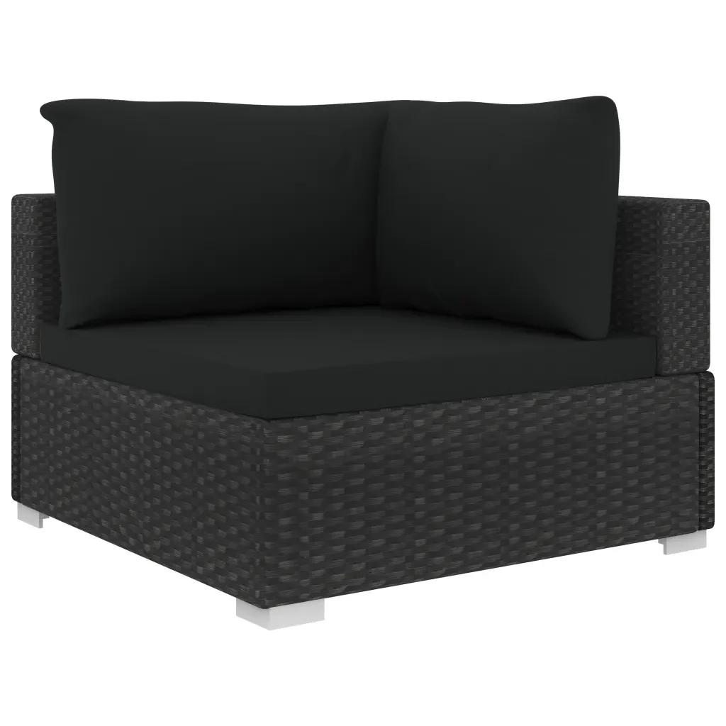 Set Divani da Giardino 12 pz con Cuscini in Polyrattan Nero 46764 - Image 4