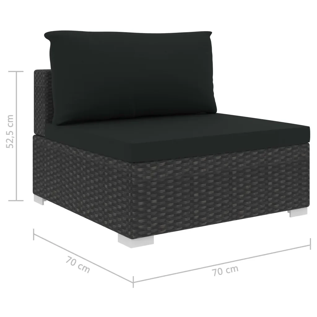 Set Divani da Giardino 12 pz con Cuscini in Polyrattan Nero 46764 - Image 9