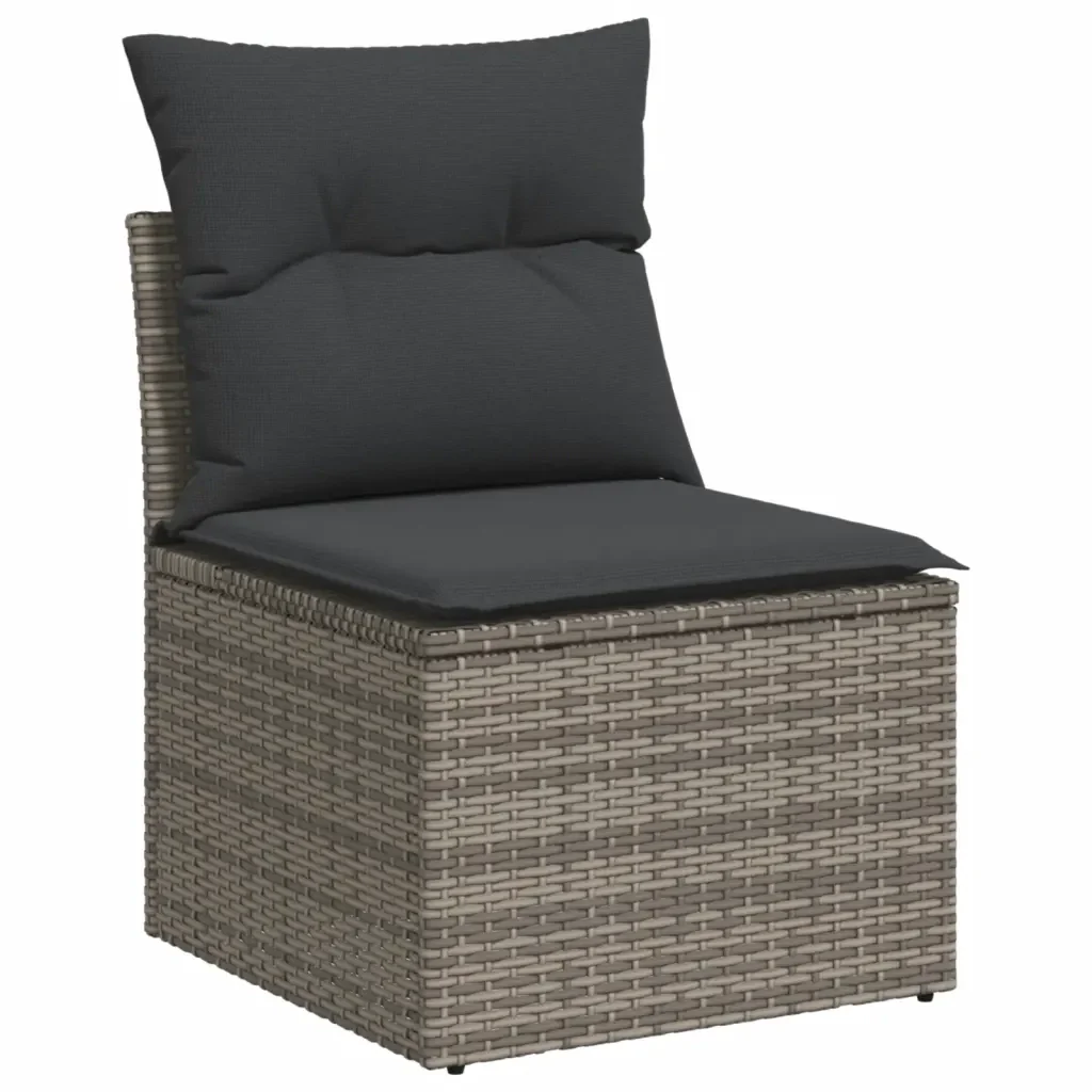 Set Divani da Giardino 13 pz con Cuscini Grigio in Polyrattan 3224835 - Image 4