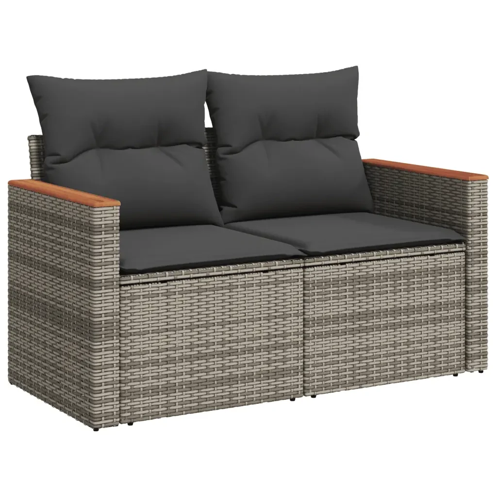 Set Divani da Giardino 13 pz con Cuscini Grigio in Polyrattan 3226480 - Image 6