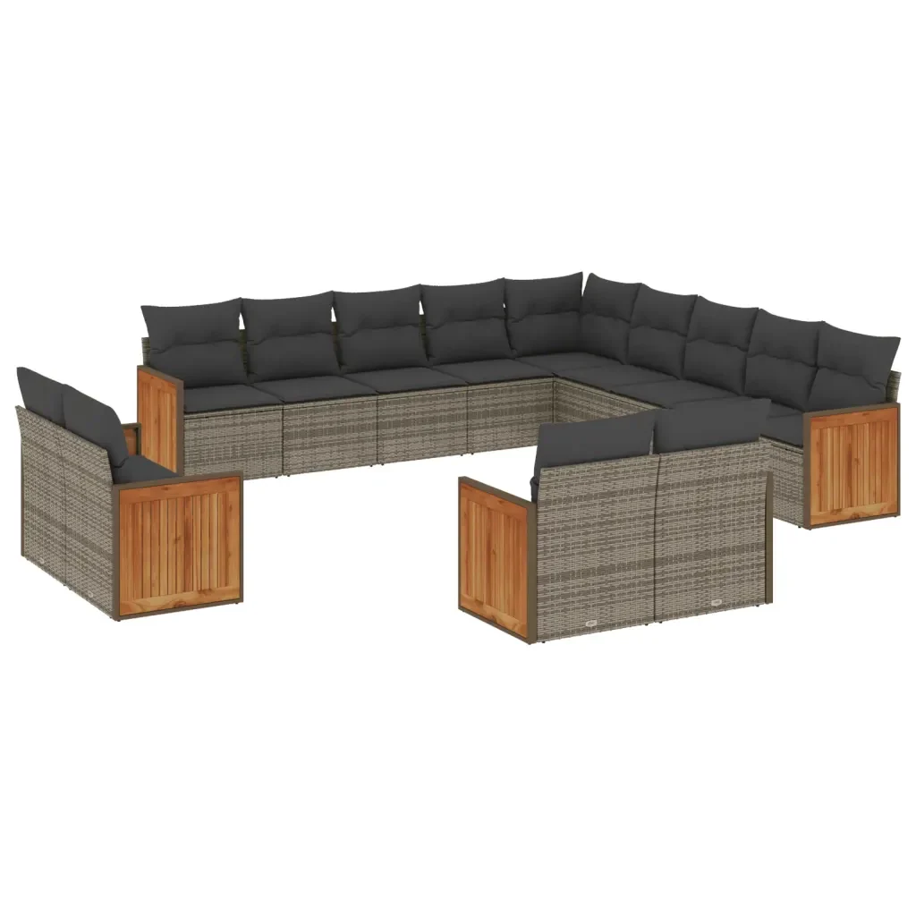 Set Divani da Giardino 13 pz con Cuscini Grigio in Polyrattan 3228209 - Image 2