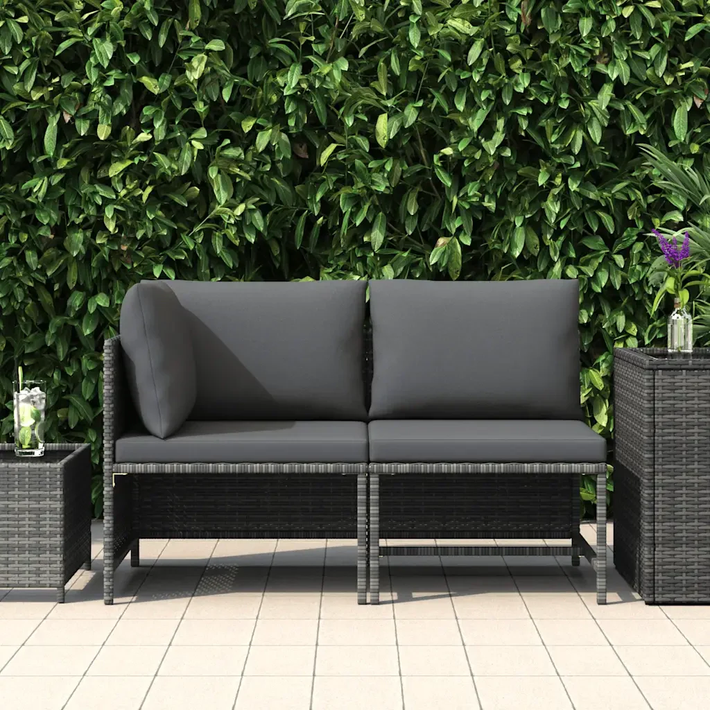 Set Divani da Giardino 2 pz con Cuscini in Polyrattan Grigio 313506 - Image 2