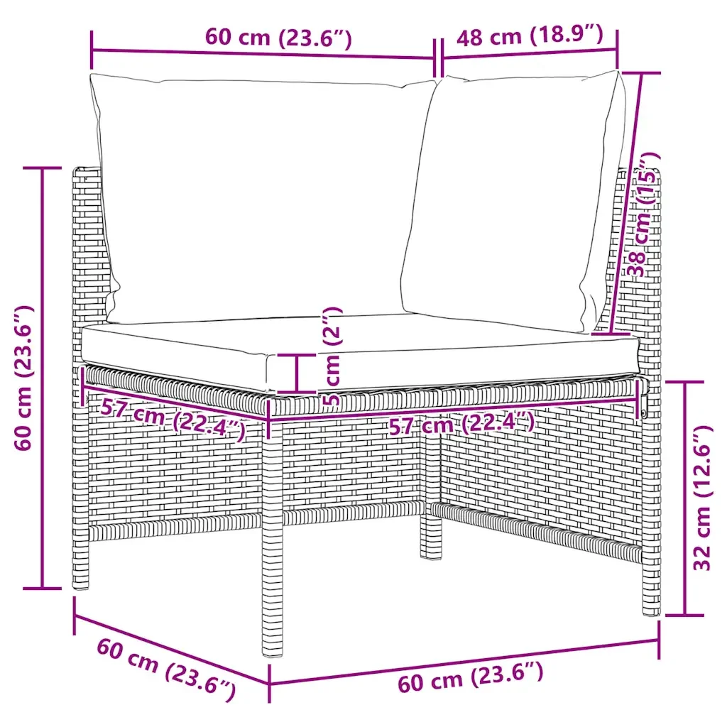 Set Divani da Giardino 2 pz con Cuscini in Polyrattan Grigio 313506 - Image 9