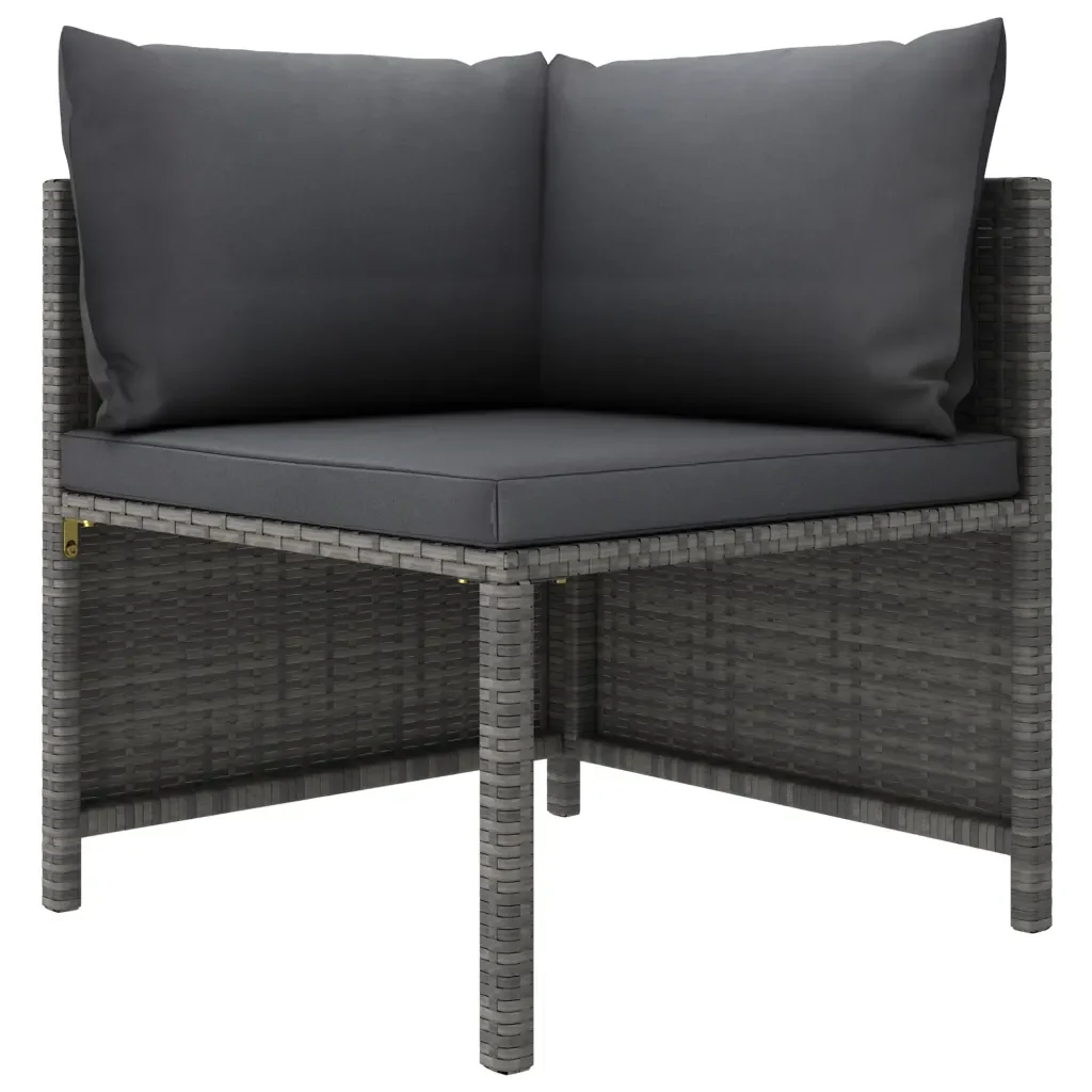 Set Divani da Giardino 3 pz con Cuscini in Polyrattan Grigio 3059751 - Image 3
