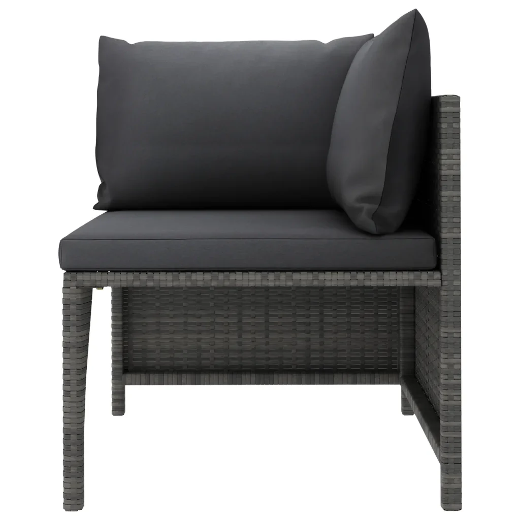 Set Divani da Giardino 3 pz con Cuscini in Polyrattan Grigio 3059751 - Image 4