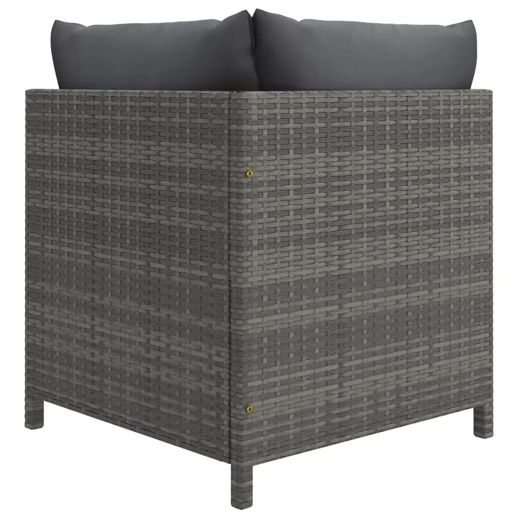 Set Divani da Giardino 3 pz con Cuscini in Polyrattan Grigio 3059751 - Image 5
