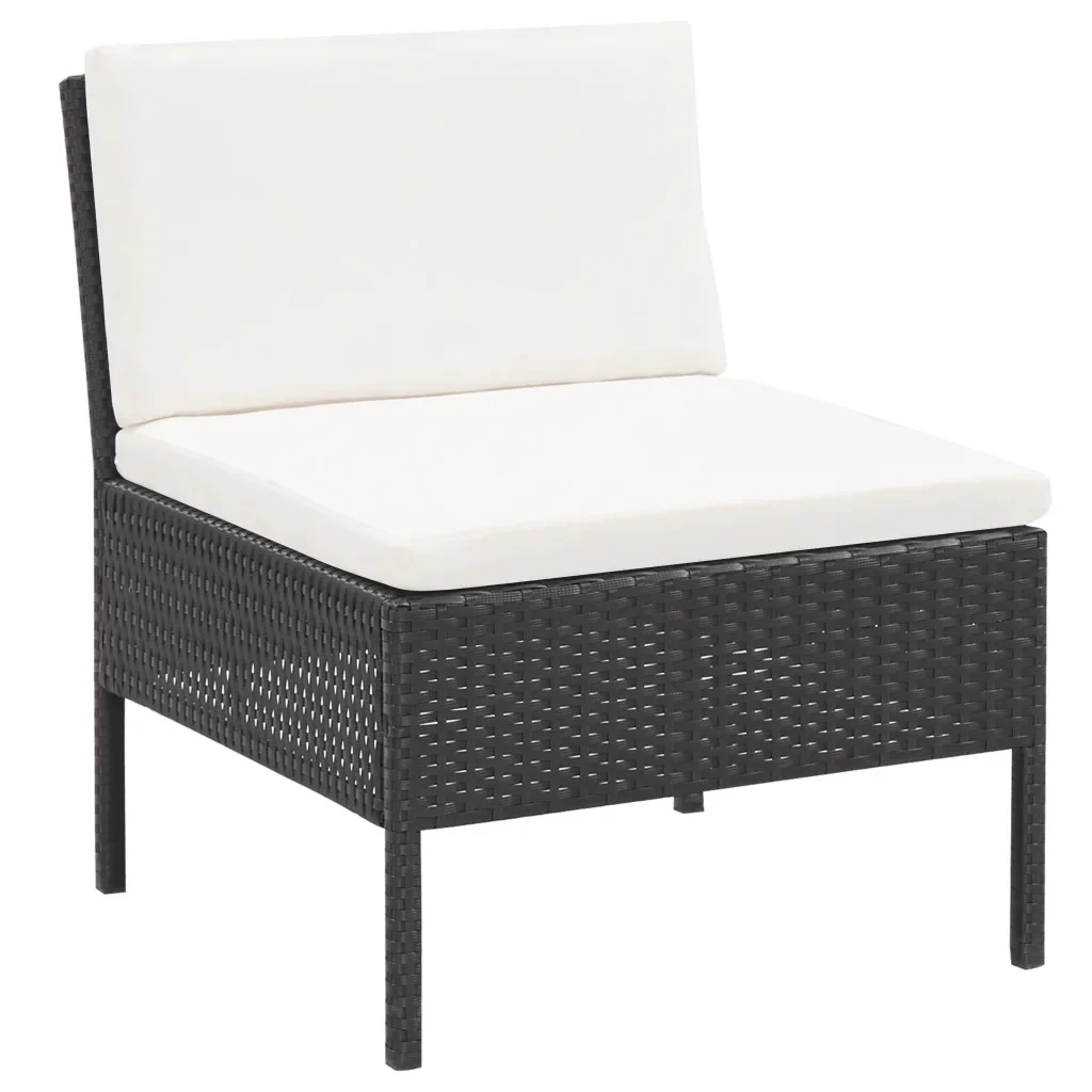 Set Divani da Giardino 3 pz con Cuscini in Polyrattan Nero 48956 - Image 2