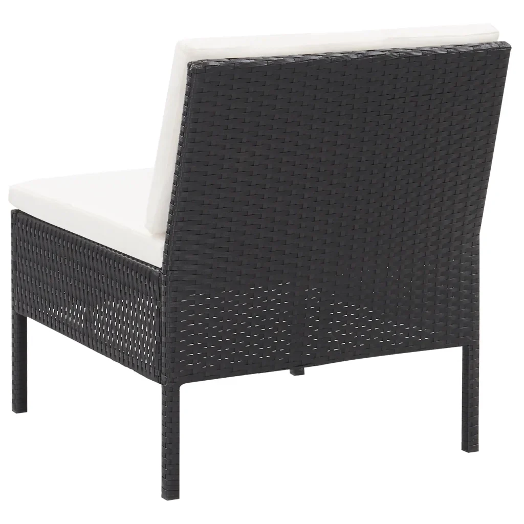 Set Divani da Giardino 3 pz con Cuscini in Polyrattan Nero 48956 - Image 5