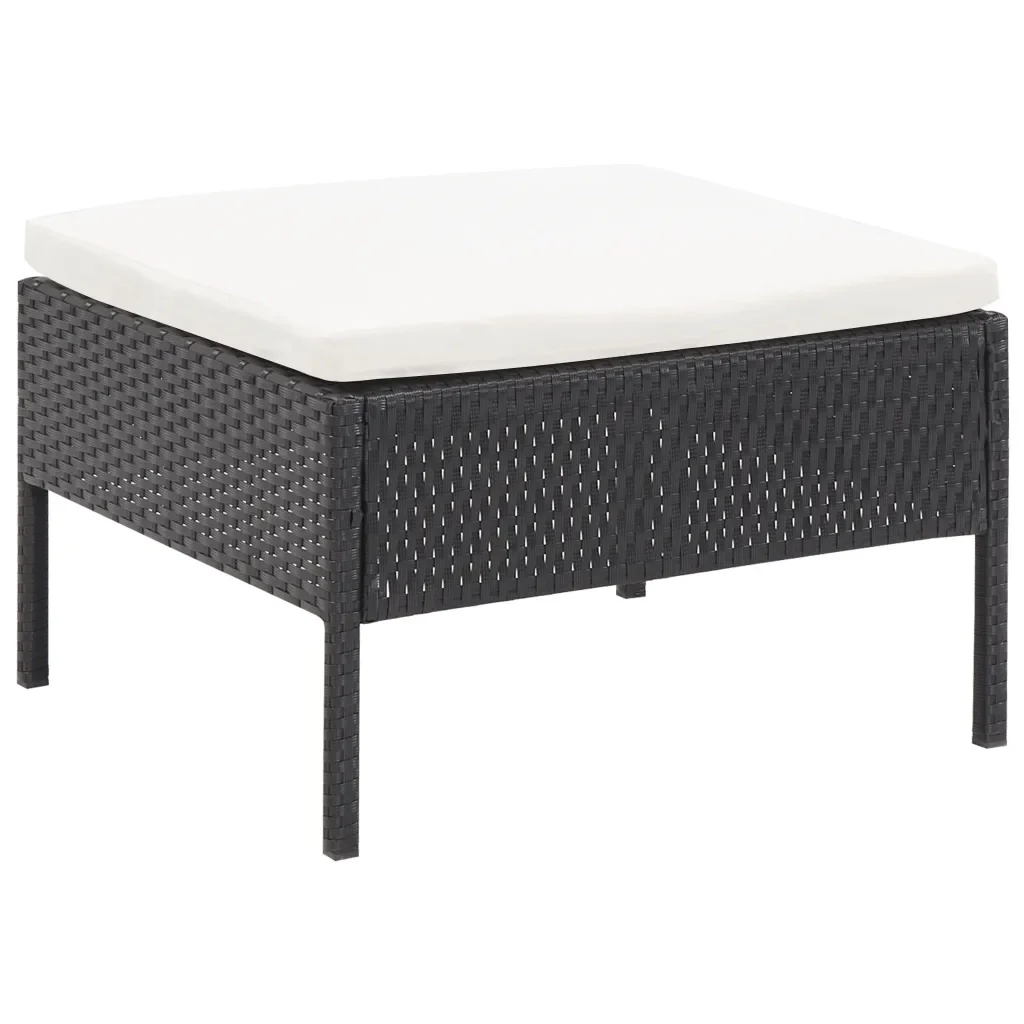 Set Divani da Giardino 3 pz con Cuscini in Polyrattan Nero 48956 - Image 6