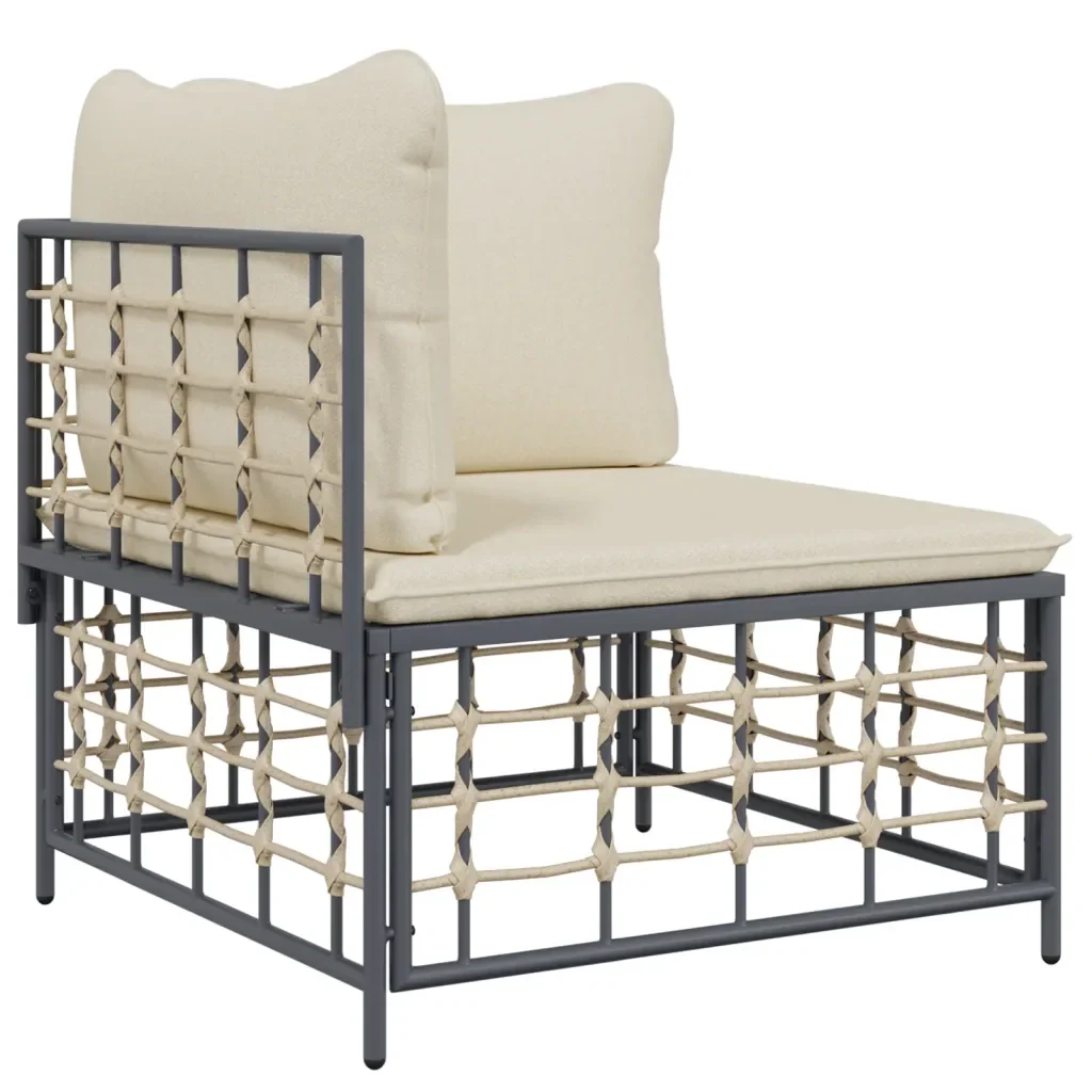 Set Divani da Giardino 4 pz con Cuscini Antracite in Polyrattan 3186738 - Image 4