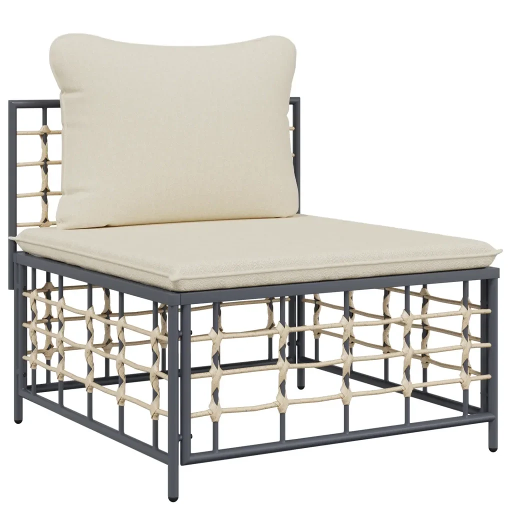 Set Divani da Giardino 4 pz con Cuscini Antracite in Polyrattan 3186738 - Image 5