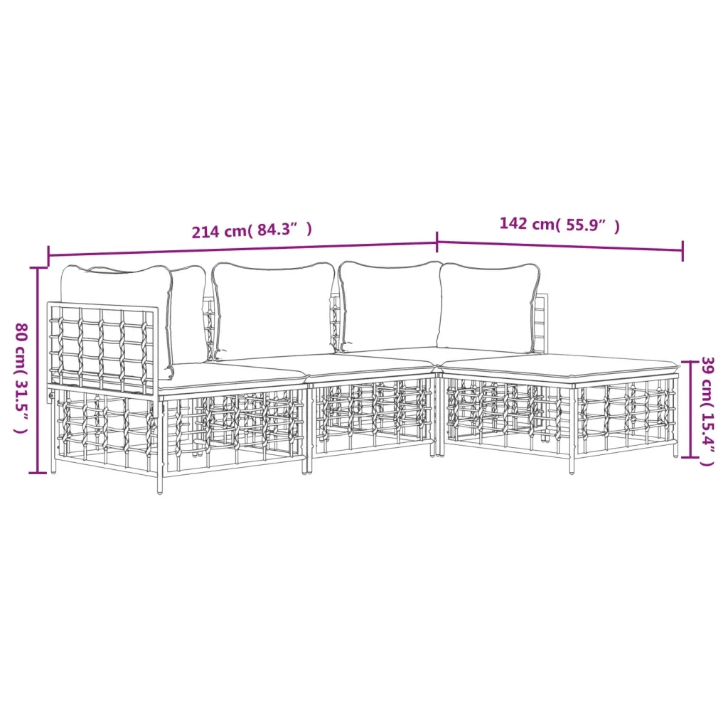 Set Divani da Giardino 4 pz con Cuscini Antracite in Polyrattan 3186738 - Image 9
