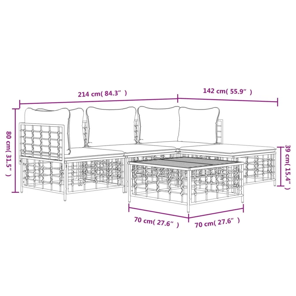 Set Divani da Giardino 4 pz con Cuscini Antracite in Polyrattan 3186740 - Image 10