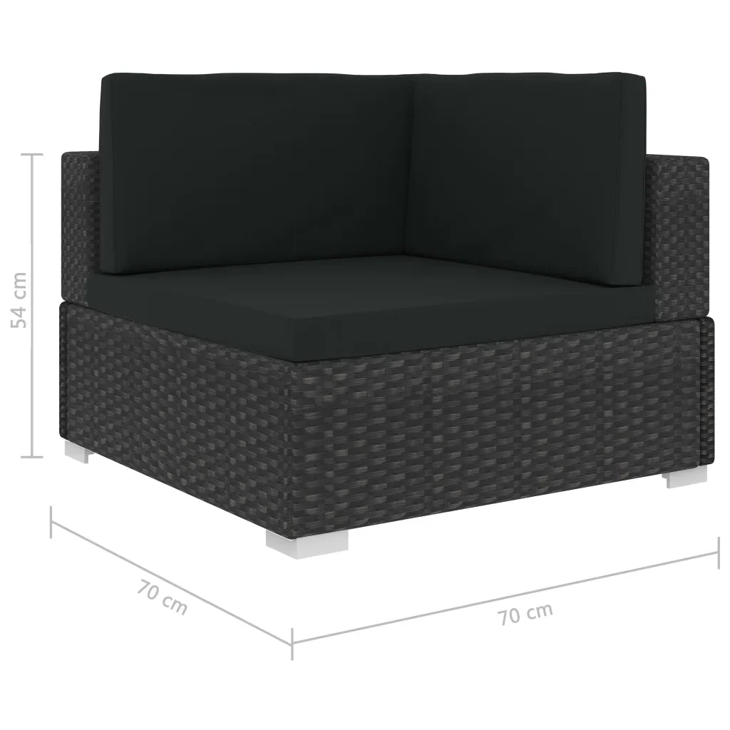 Set Divani da Giardino 4 pz con Cuscini in Polyrattan Nero 47271 - Image 10
