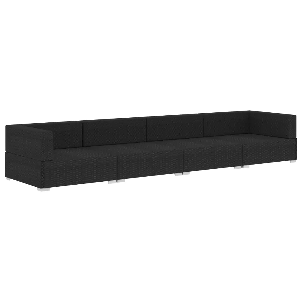 Set Divani da Giardino 4 pz con Cuscini in Polyrattan Nero 47271 - Image 3