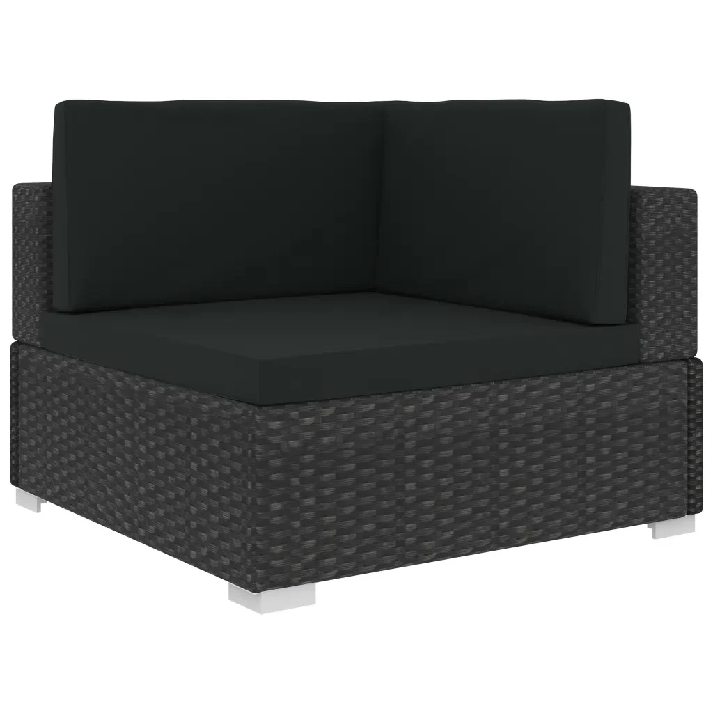 Set Divani da Giardino 4 pz con Cuscini in Polyrattan Nero 47271 - Image 4