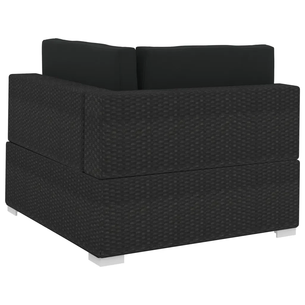 Set Divani da Giardino 4 pz con Cuscini in Polyrattan Nero 47271 - Image 6