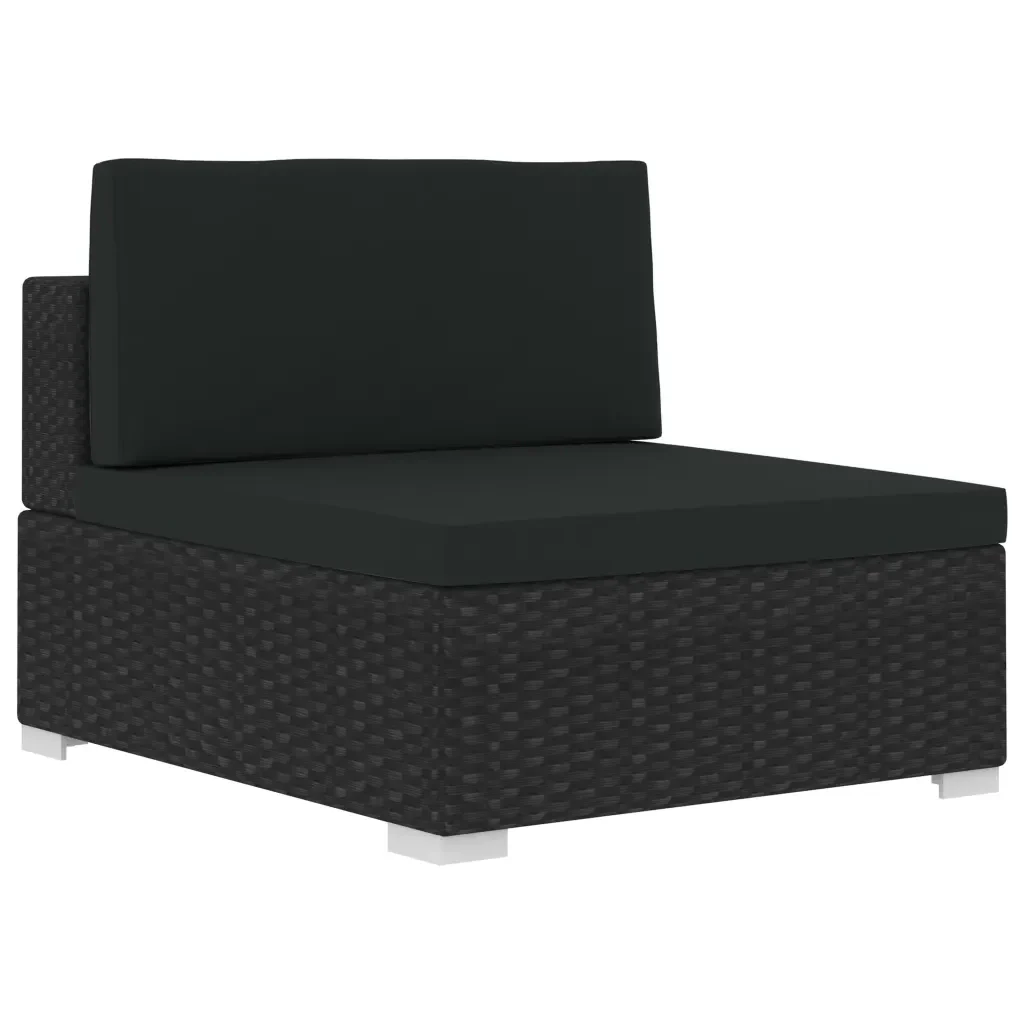 Set Divani da Giardino 4 pz con Cuscini in Polyrattan Nero 47271 - Image 7