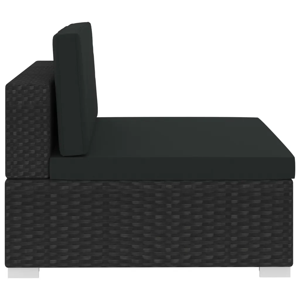 Set Divani da Giardino 4 pz con Cuscini in Polyrattan Nero 47271 - Image 8