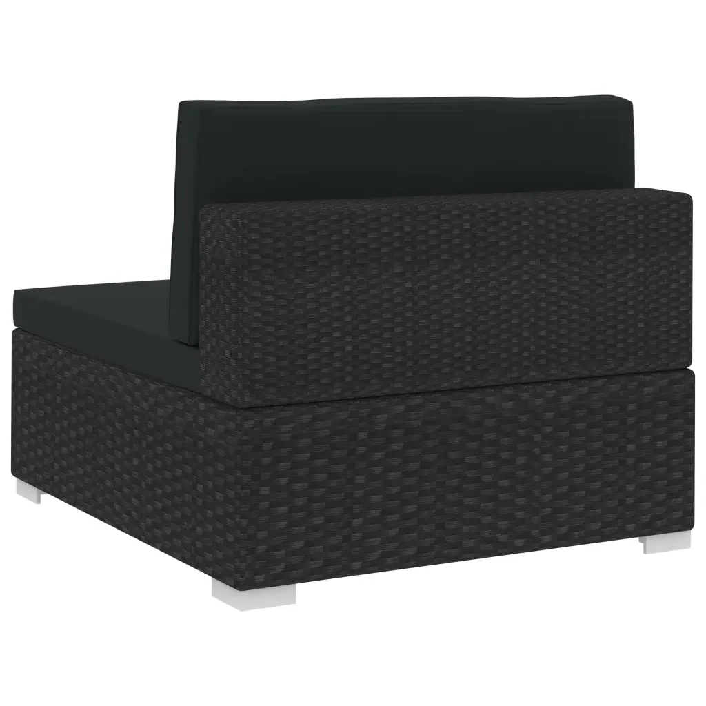 Set Divani da Giardino 4 pz con Cuscini in Polyrattan Nero 47271 - Image 9
