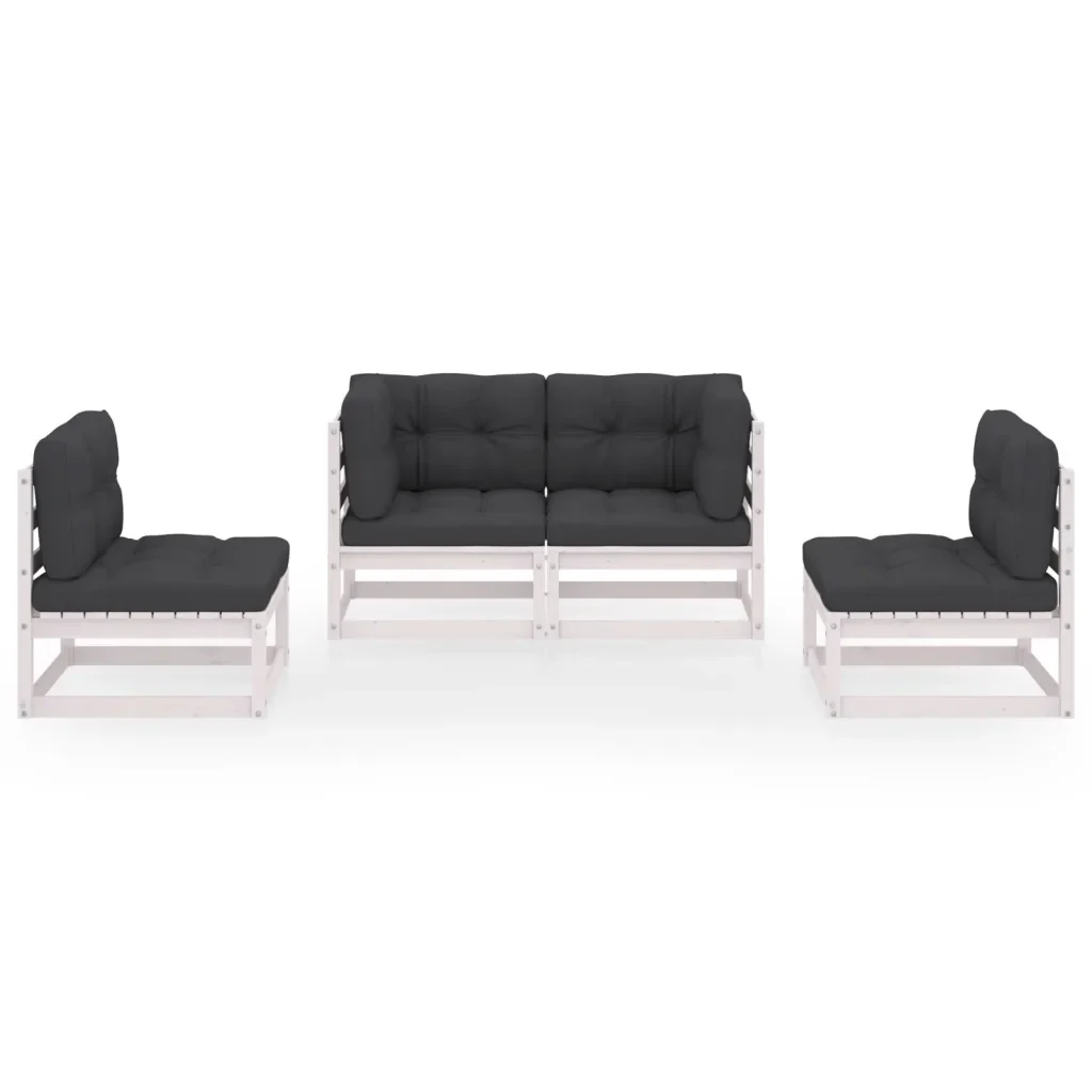 Set Divani da Giardino 4 pz con Cuscini Legno Massello Pino 3076430 - Image 3