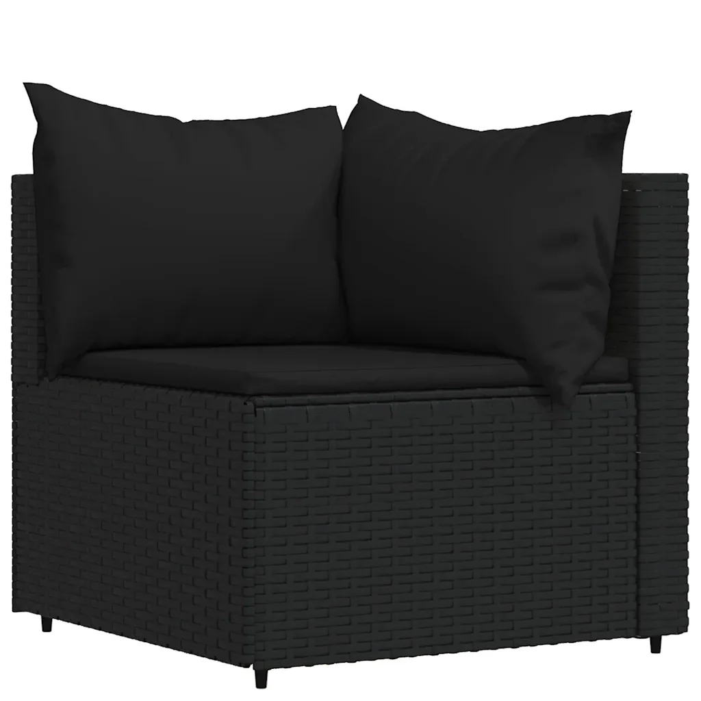 Set Divani da Giardino 4 pz con Cuscini Nero in Polyrattan 319783 - Image 4