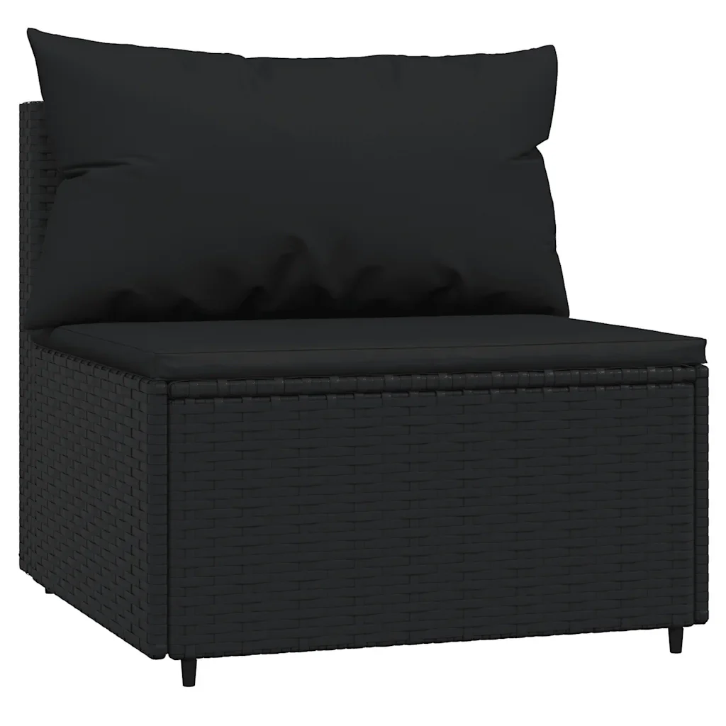 Set Divani da Giardino 4 pz con Cuscini Nero in Polyrattan 319783 - Image 5