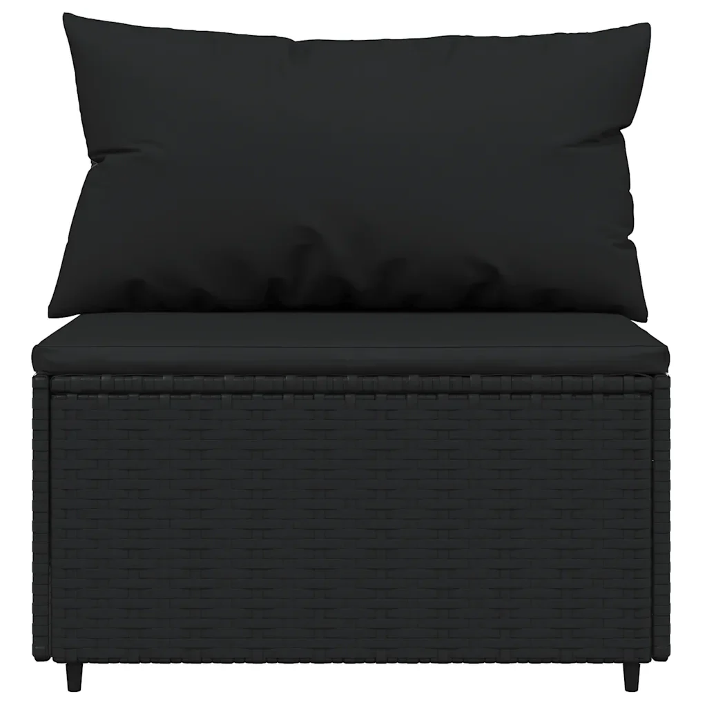 Set Divani da Giardino 4 pz con Cuscini Nero in Polyrattan 319783 - Image 6