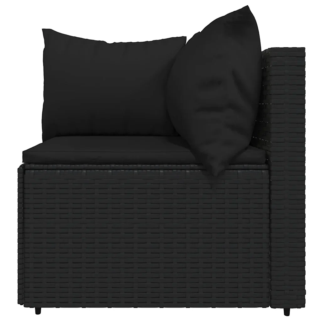Set Divani da Giardino 4 pz con Cuscini Nero in Polyrattan 319783 - Image 9