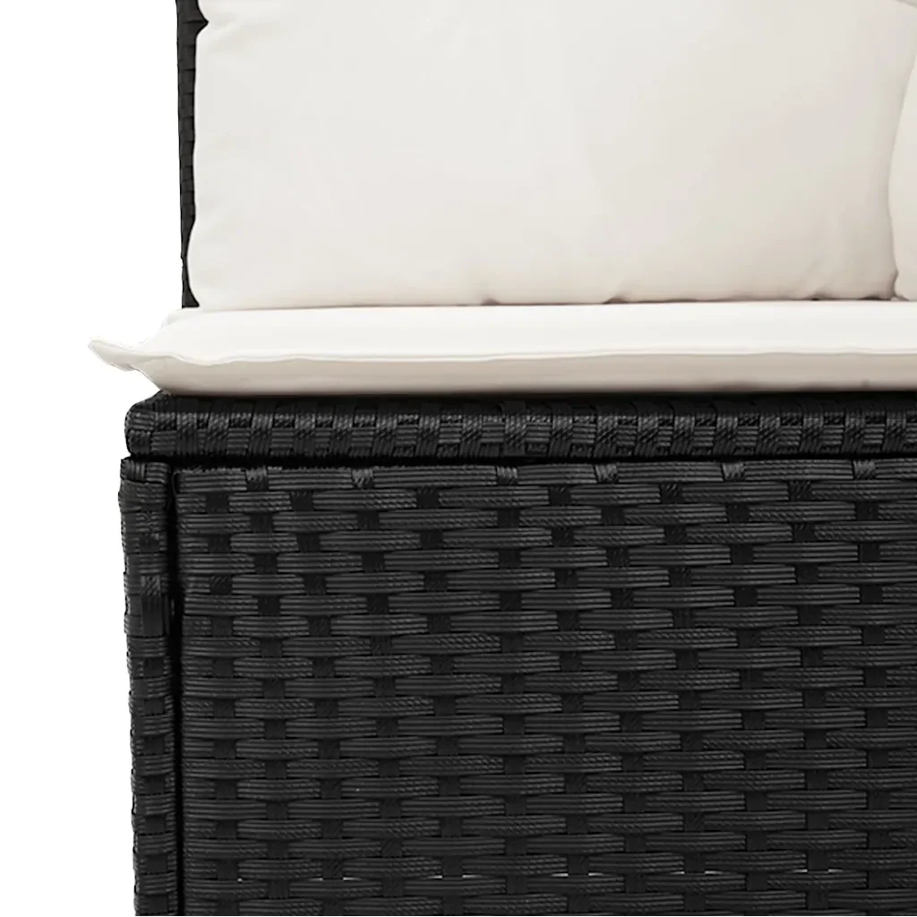 Set Divani da Giardino 4 pz con Cuscini Nero in Polyrattan 3325252 - Image 9