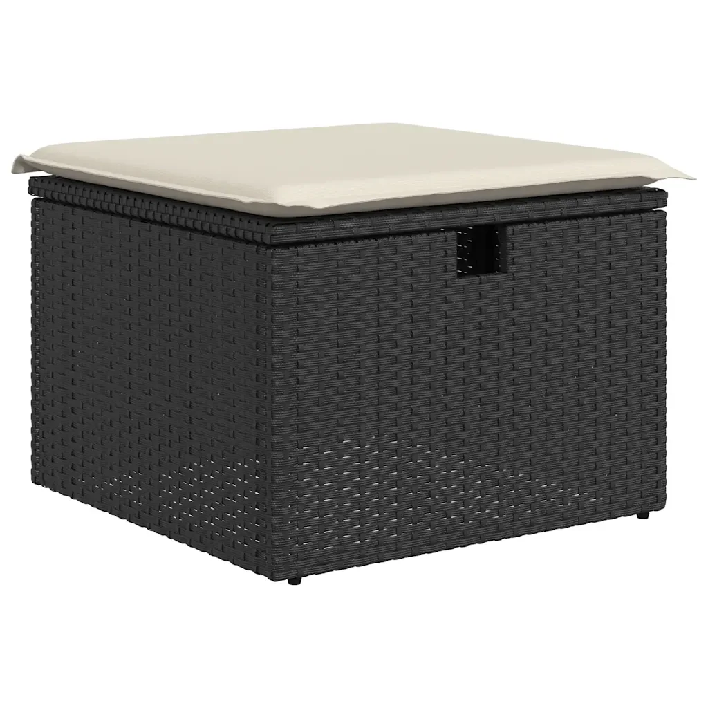 Set Divani da Giardino 4 pz con Cuscini Nero in Polyrattan 3325452 - Image 5