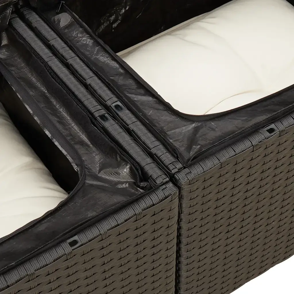 Set Divani da Giardino 4 pz con Cuscini Nero in Polyrattan 3325552 - Image 10