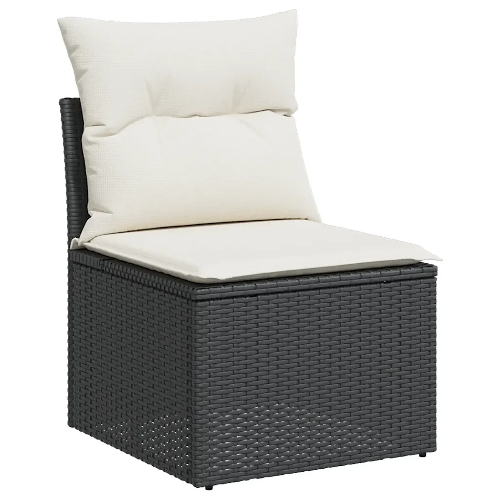 Set Divani da Giardino 4 pz con Cuscini Nero in Polyrattan 3326004 - Image 3