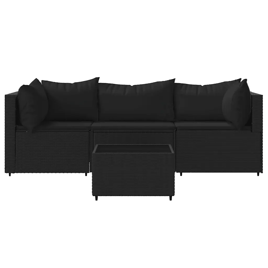Set Divani da Giardino 4 pz con Cuscini Nero in Polyrattancod mxl 130074 - Image 3