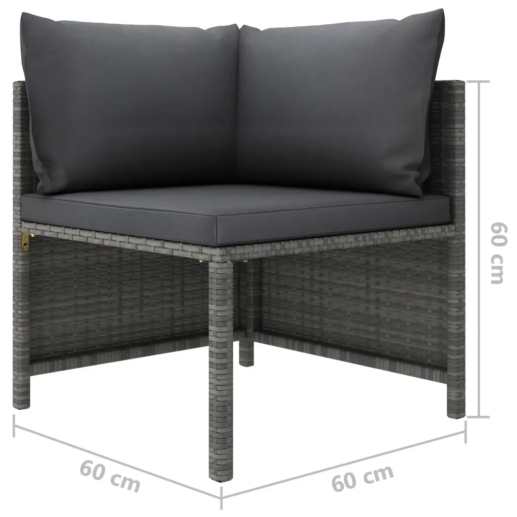 Set Divani da Giardino 5 pz con Cuscini in Polyrattan Grigio 3059754 - Image 10