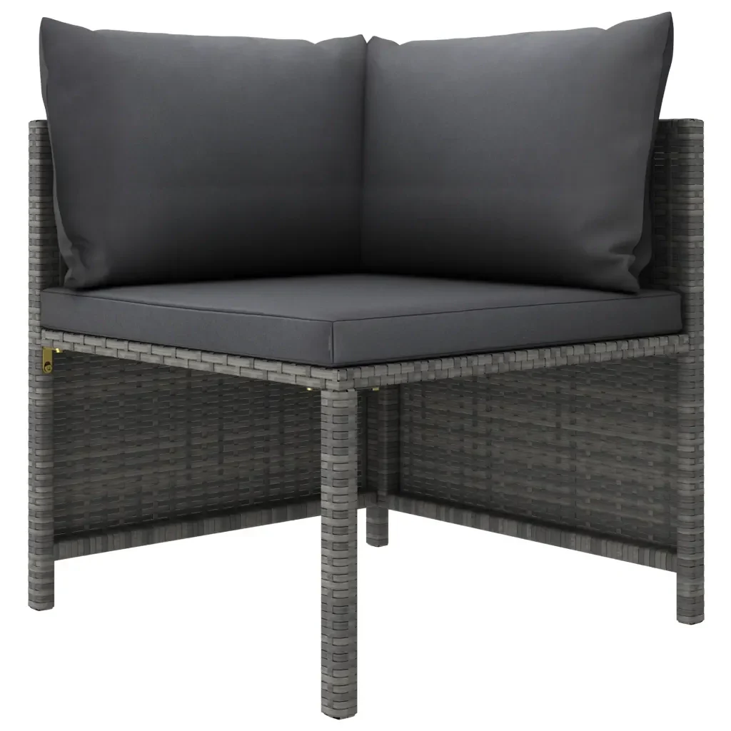 Set Divani da Giardino 5 pz con Cuscini in Polyrattan Grigio 3059754 - Image 3