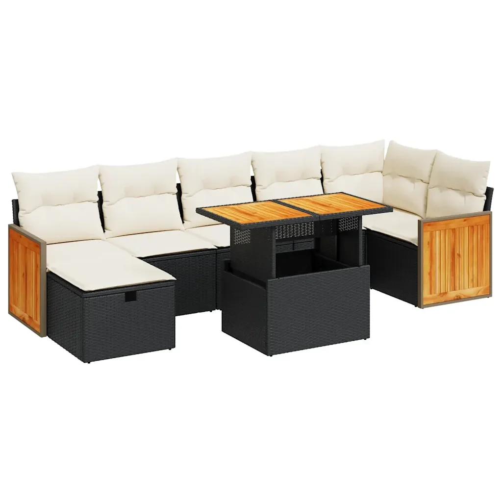 Set Divani da Giardino 5 pz con Cuscini in Polyrattan Nero - Image 2