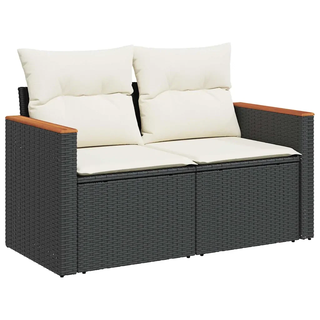 Set Divani da Giardino 5 pz con Cuscini in Polyrattan Nero - Image 6