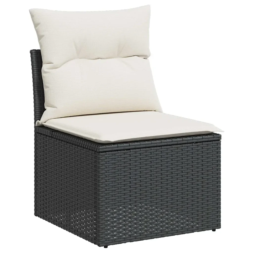 Set Divani da Giardino 5 pz con Cuscini in Polyrattan Nero 3325562 - Image 3
