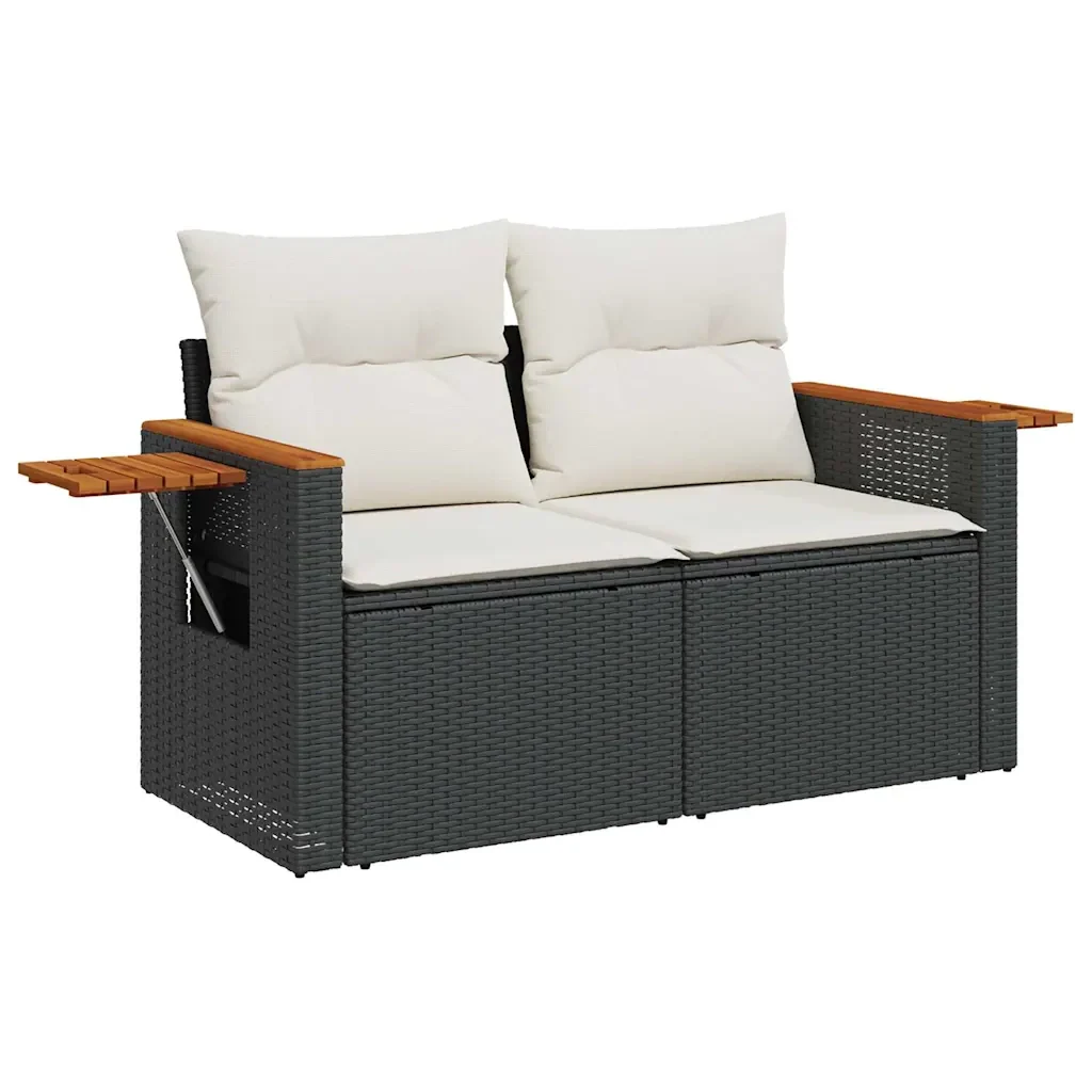 Set Divani da Giardino 5 pz con Cuscini in Polyrattan Nero 3325955 - Image 3