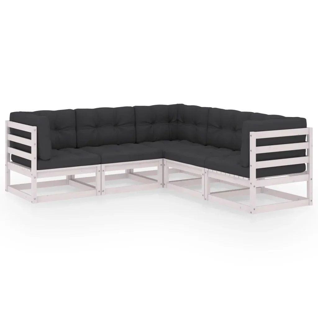 Set Divani da Giardino 5 pz con Cuscini Legno Massello di Pino 3076545 - Image 2
