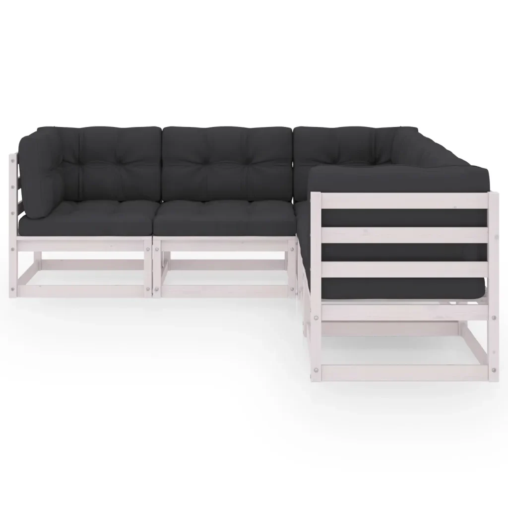 Set Divani da Giardino 5 pz con Cuscini Legno Massello di Pino 3076545 - Image 3
